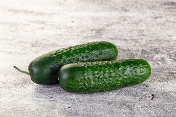 Ripe green raw two cucumbers