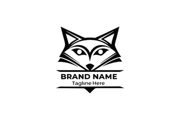 Fox Head Silhouette Emblem Logo Icon on White Background Minimalist Design