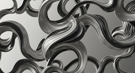 Abstract Metallic Tubes Intertwined on Gradient Background