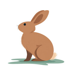 Fototapeta premium Cartoon illustration of a serene rabbit with an isolated translucent backdrop, vector art