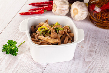 Asian cuisine roasted enoki mushrooms