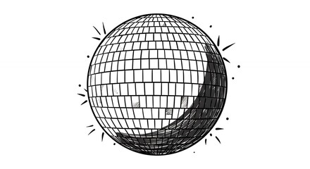 Black and white disco ball illustration