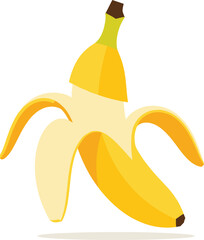Vector Illustration of a Half Peeled Banana
