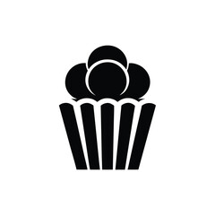Black Cupcake Silhouette on White Background Sweet Icon Design