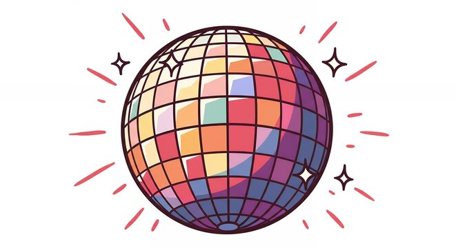 Colorful disco ball illustration for party designs