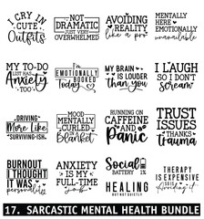 Sarcastic Mental Health Bundle , Funny Anxiety Svg