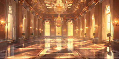 Elegant Ballroom with Arched Windows