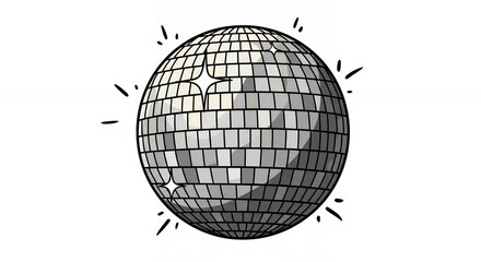 Simple black and white disco ball illustration