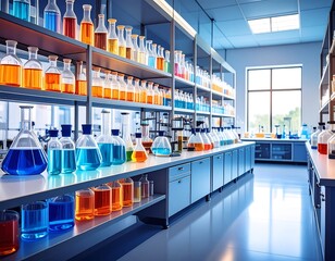 Modern laboratory interior, brightly lit