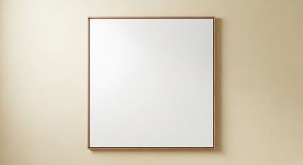 Square frame mockup hanging on a beige wall