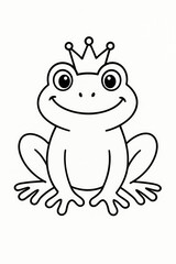 Coloring for kids, coloring animal world, frog in crown.