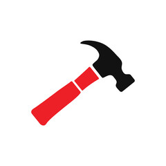 A red and black hammer icon vector