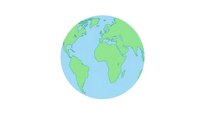 Fototapeta premium A simplified, hand-drawn illustration of planet Earth, showcasing continents and oceans in pastel green and blue.
