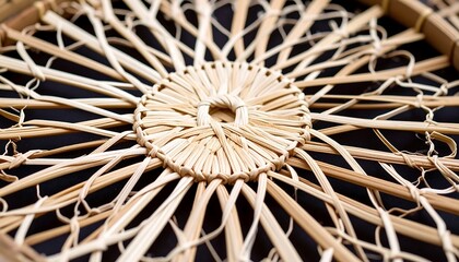 Close-up woven straw circular design