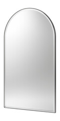 Unframed mirror with an arched top, designed for a chic and elegant bedroom setting.