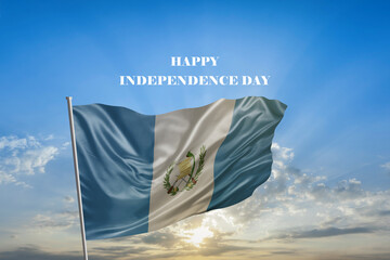 Independence day National flag of Guatemala waving on flagpole