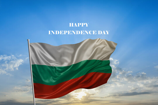 Independence day National flag of Bulgaria waving on flagpole