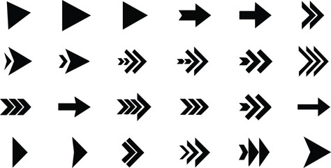 Dynamic direction arrows collection guiding forward movement and progress