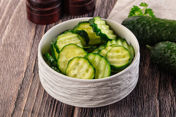 Fresh green ripe cucumber slices