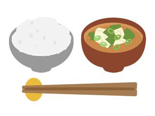 ごはんと味噌汁　イラスト