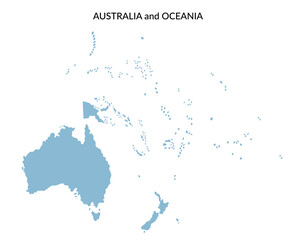 Territory of Australia and Oceania in flat style isolated on white background. Vector cliparts.