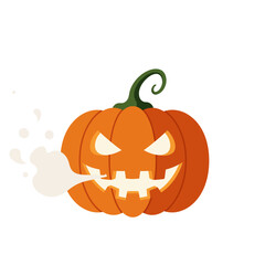 Smoking Halloween Pumpkin: Spooky Jack-o-Lantern.