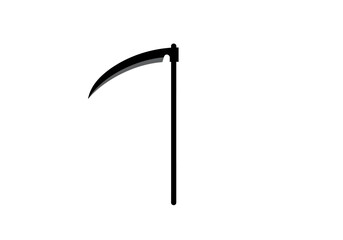 Black Scythe Silhouette on White Background.
