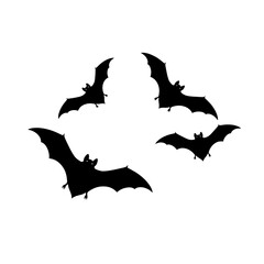 Four Bats in Flight Silhouettes.