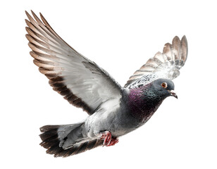 Obraz premium Pigeon flying, isolated on a transparent background, PNG