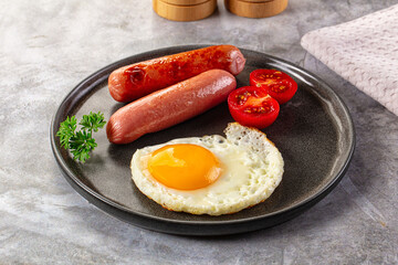 Breakfast with egg and sausages