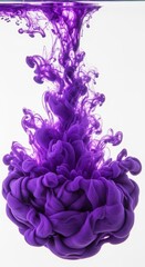 Purple ink dissolving in water creating abstract cloud shape