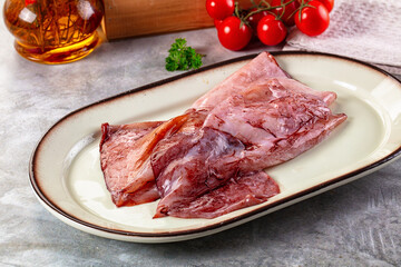 Raw fresh calamari for cooking