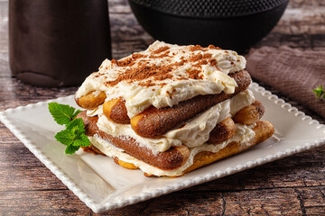 Delicous Tiramisu cake with cream
