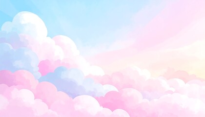 Fototapeta premium Dreamy puffy pastel clouds
