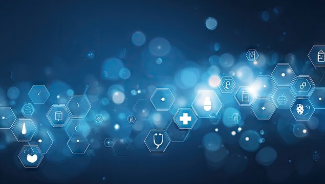 Futuristic Medical Technology and Healthcare Innovation Background.