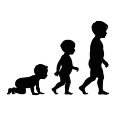 Stages of Human Development From Infancy to Childhood Progression Silhouette