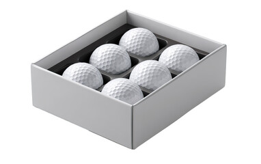 Luxury Golf Gift Box with Balls Clean Packaging Design on Transparent Background