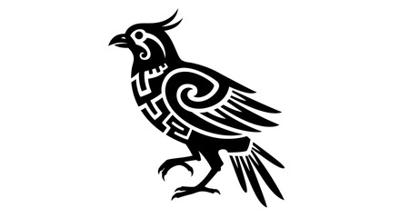 Fototapeta premium Vector Silhouette Tribal Ethnic Bird Black and White Tattoo Design