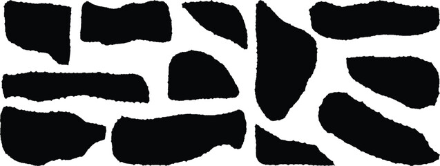 Black torn paper edge shapes. Ripped paper strips collection. Realistic paper scraps with torn edges. Paper ripped message torn