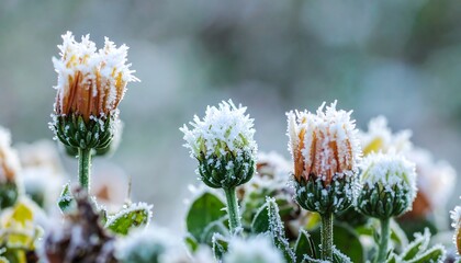 Frosty flower buds shine