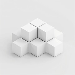 Fototapeta premium Isometric abstract cubes, white clean minimal background, modern design style.