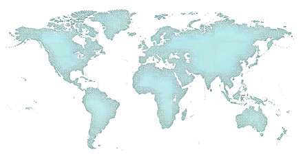 Vector illustration of a world map with a dotted texture, symbolizing Earth and global communication