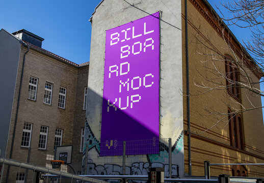 Outdoor Billboard on Building Mockup