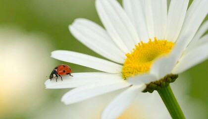 Fototapeta premium Ladybug on White Daisy