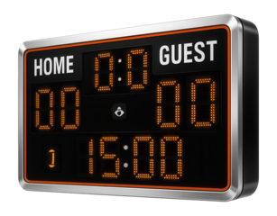 Aluminum-framed electronic scoreboard with weatherproof casing for football fields