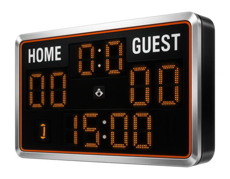 Aluminum-framed electronic scoreboard with weatherproof casing for football fields