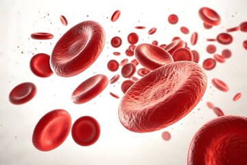 Fototapeta premium Close-up of Numerous Red Blood Cells Floating in a Light- Colored Medium circulation corpuscle