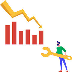 Businessman showing Business growth chart with repair Illustration