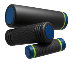 Foam roller set with textured surface and varying densities for muscle recovery