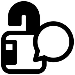 Freedom of speech. Outlined stroke vector icon with black-filled details.